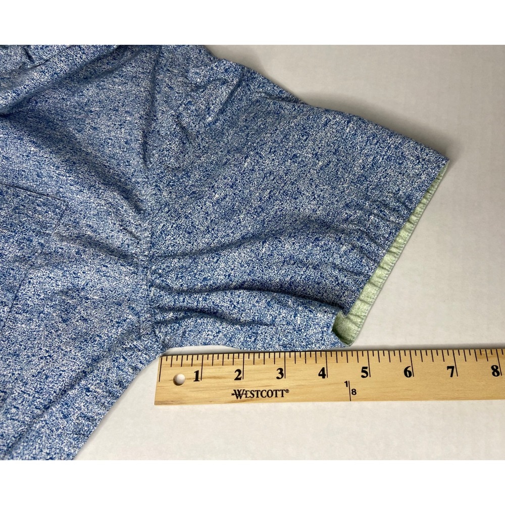Eighth Avenue Mens XL Blue White Speckled Cotton Short‎ Sleeve Button Down Shirt - Picture 8 of 10